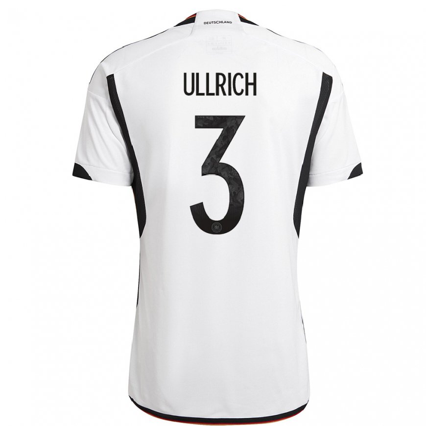 Kandiny Kinder Deutsche Lukas Ullrich #3 Weiß Schwarz Heimtrikot Trikot 22-24 T-shirt