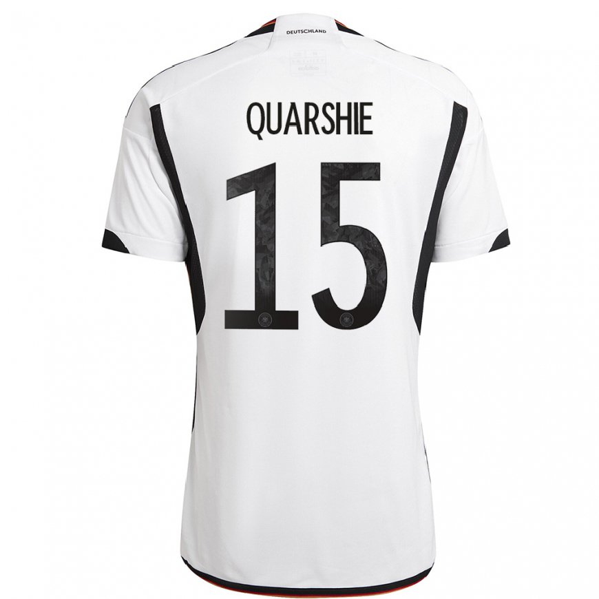 Kandiny Kinder Deutsche Joshua Quarshie #15 Weiß Schwarz Heimtrikot Trikot 22-24 T-shirt