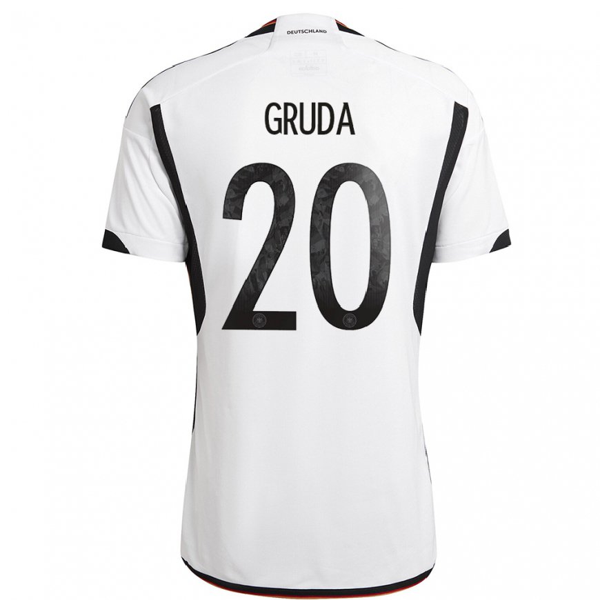 Kandiny Kinder Deutsche Brajan Gruda #20 Weiß Schwarz Heimtrikot Trikot 22-24 T-shirt