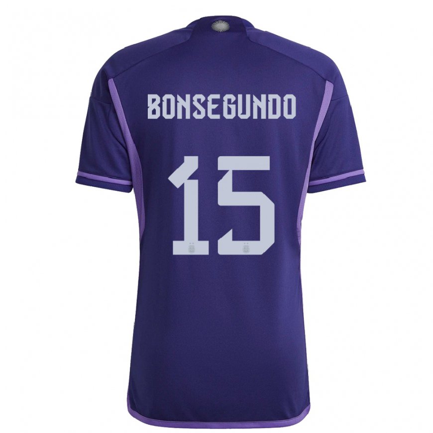 Kandiny Kinder Argentinische Florencia Bonsegundo #15 Violett Auswärtstrikot Trikot 22-24 T-shirt