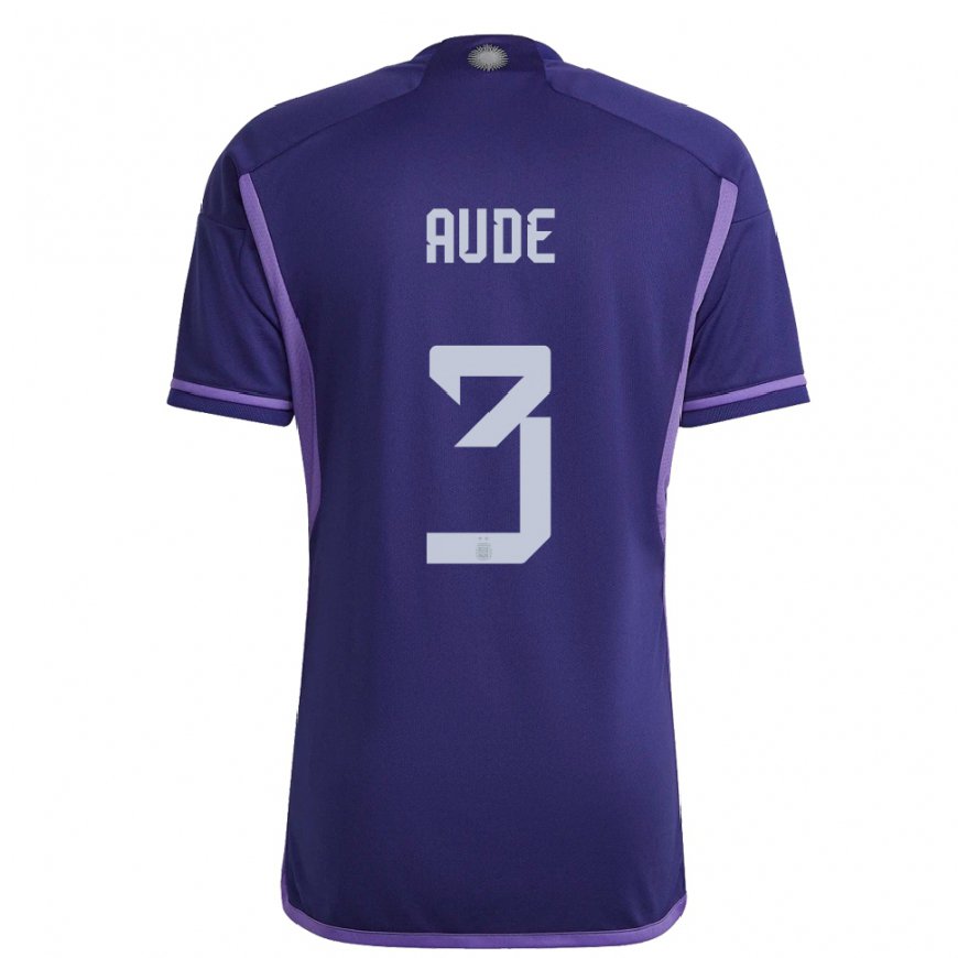 Kandiny Kinder Argentinische Julian Aude #3 Violett Auswärtstrikot Trikot 22-24 T-shirt