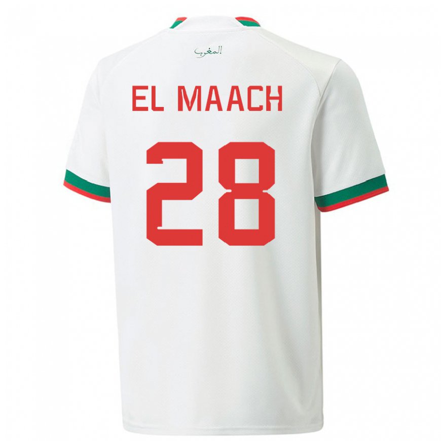 Kandiny Kinder Marokkanische Fouad El Maach #28 Weiß Auswärtstrikot Trikot 22-24 T-shirt