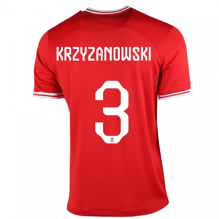 Kandiny Kinder Polnische Jakub Krzyzanowski #3 Rot Auswärtstrikot Trikot 22-24 T-shirt
