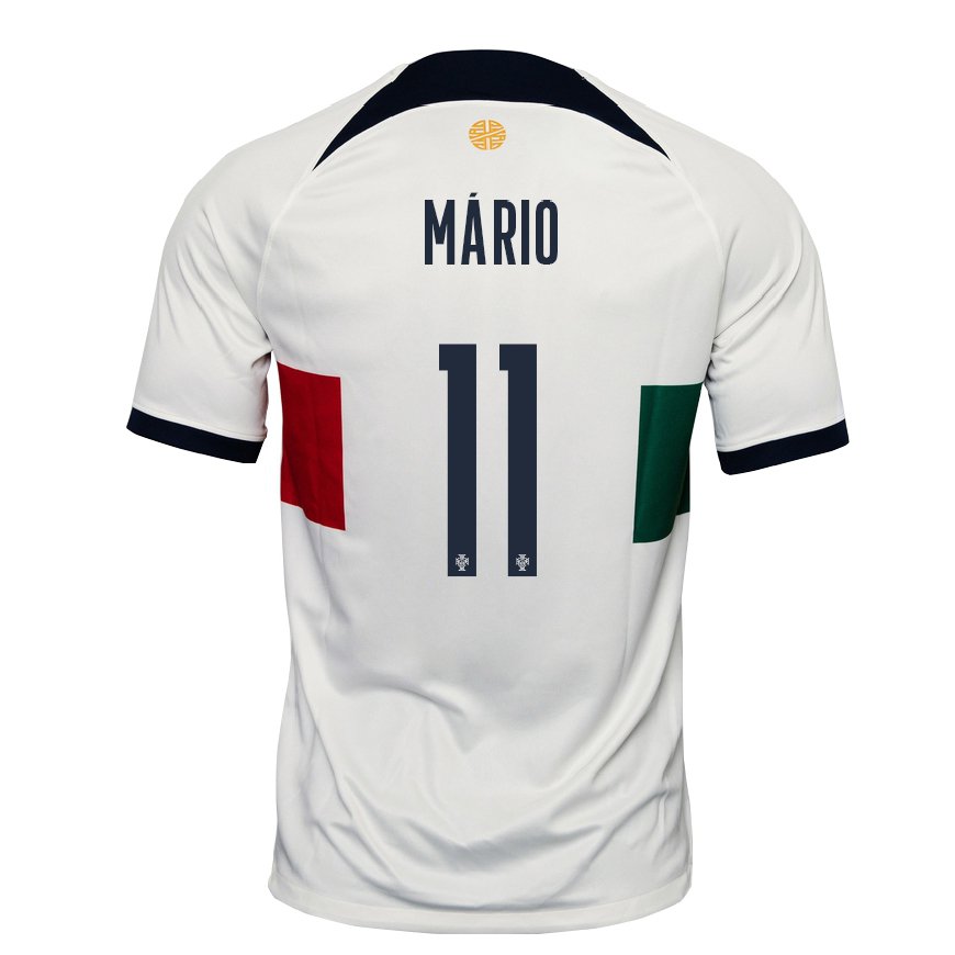 Kandiny Kinder Portugiesische Joao Mario #11 Weiß Auswärtstrikot Trikot 22-24 T-shirt