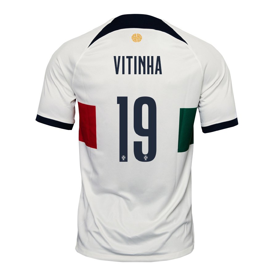 Kandiny Kinder Portugiesische Vitinha #19 Weiß Auswärtstrikot Trikot 22-24 T-shirt
