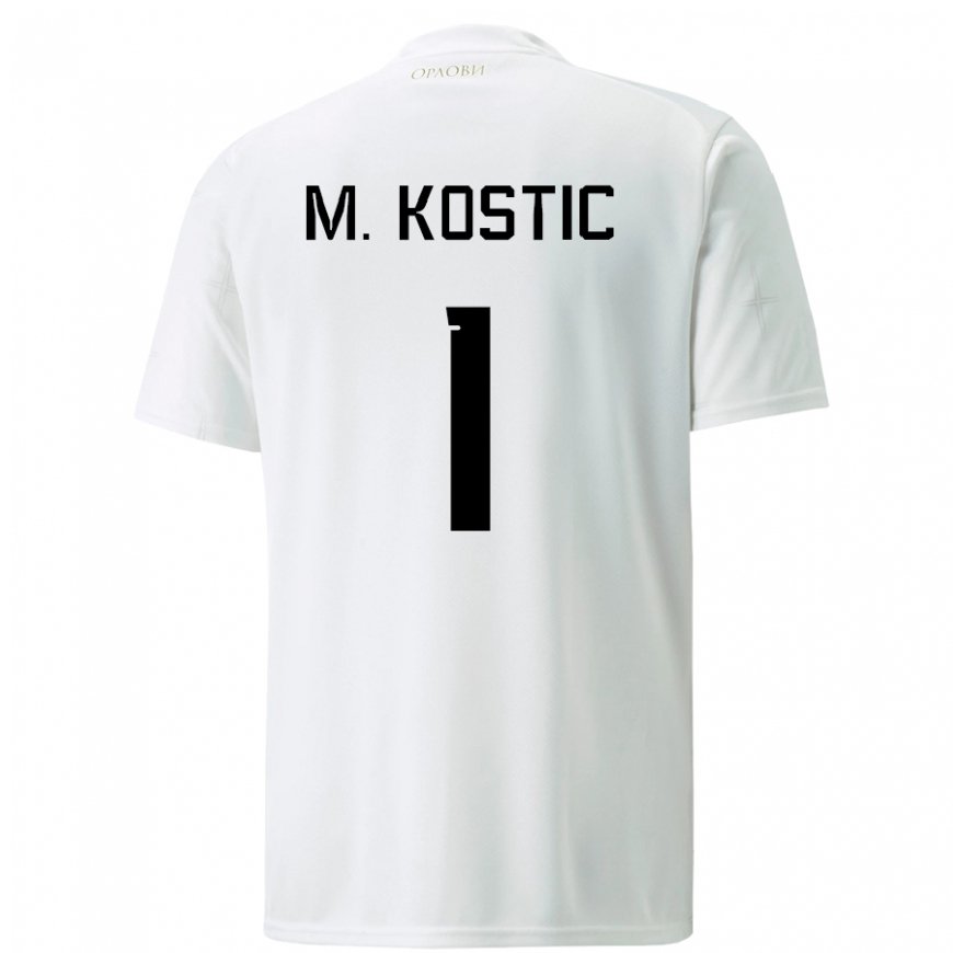 Kandiny Kinder Serbische Milica Kostic #1 Weiß Auswärtstrikot Trikot 22-24 T-shirt