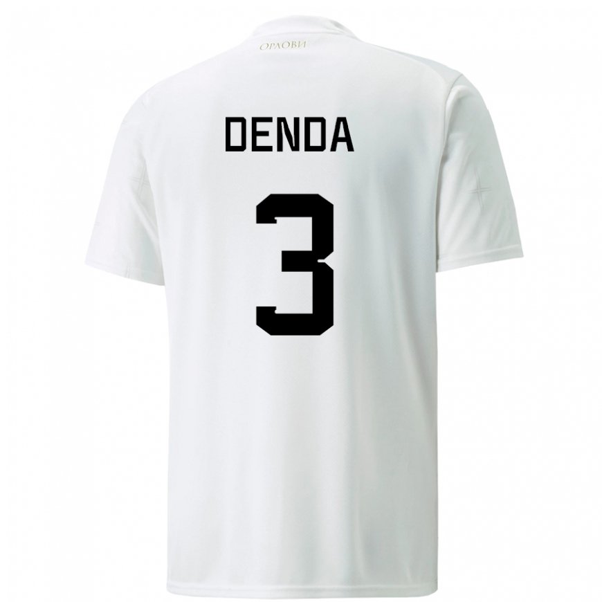 Kandiny Kinder Serbische Milica Denda #3 Weiß Auswärtstrikot Trikot 22-24 T-shirt