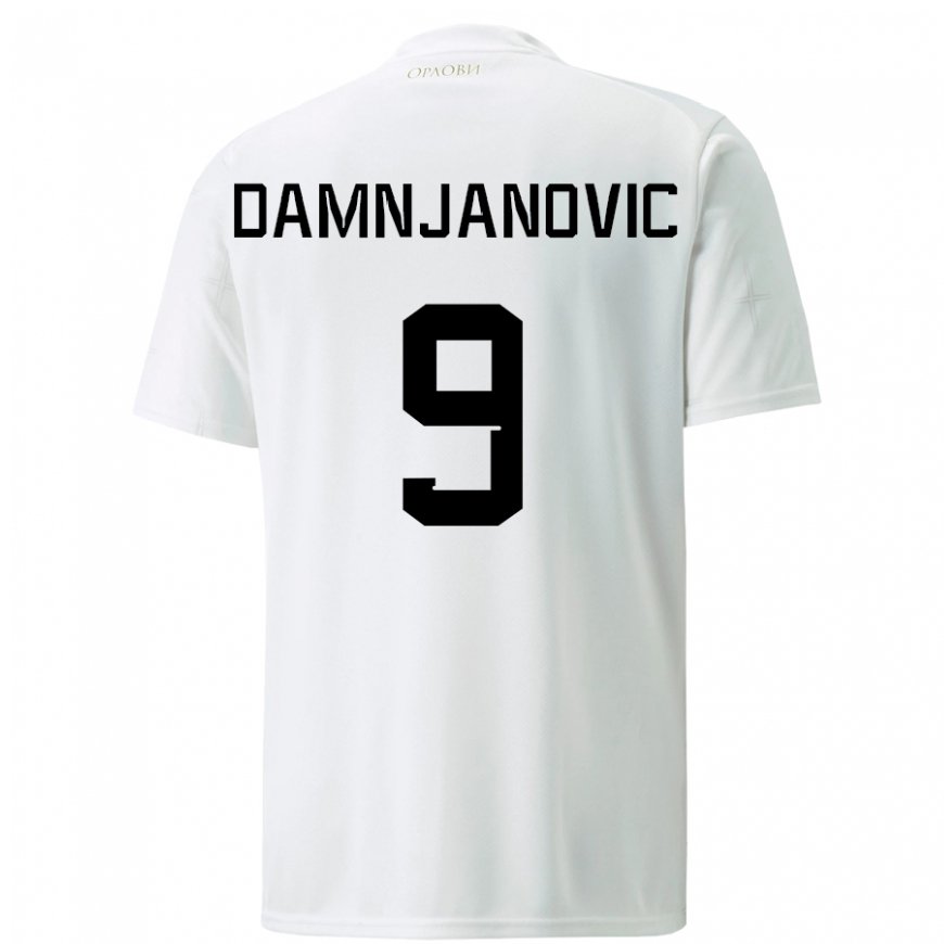Kandiny Kinder Serbische Jovana Damnjanovic #9 Weiß Auswärtstrikot Trikot 22-24 T-shirt
