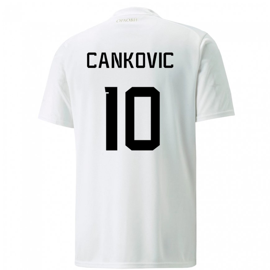Kandiny Kinder Serbische Jelena Cankovic #10 Weiß Auswärtstrikot Trikot 22-24 T-shirt