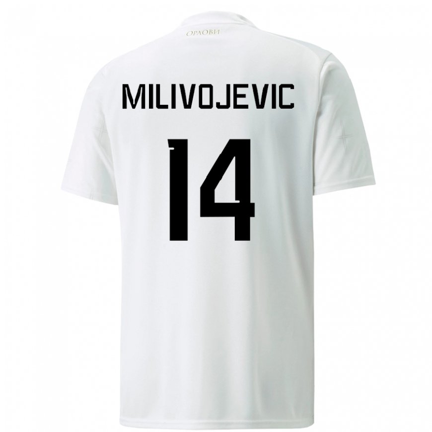 Kandiny Kinder Serbische Vesna Milivojevic #14 Weiß Auswärtstrikot Trikot 22-24 T-shirt