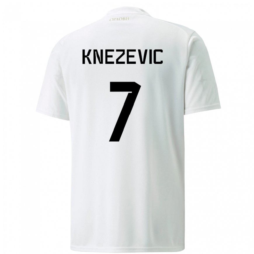 Kandiny Kinder Serbische Nikola Knezevic #7 Weiß Auswärtstrikot Trikot 22-24 T-shirt