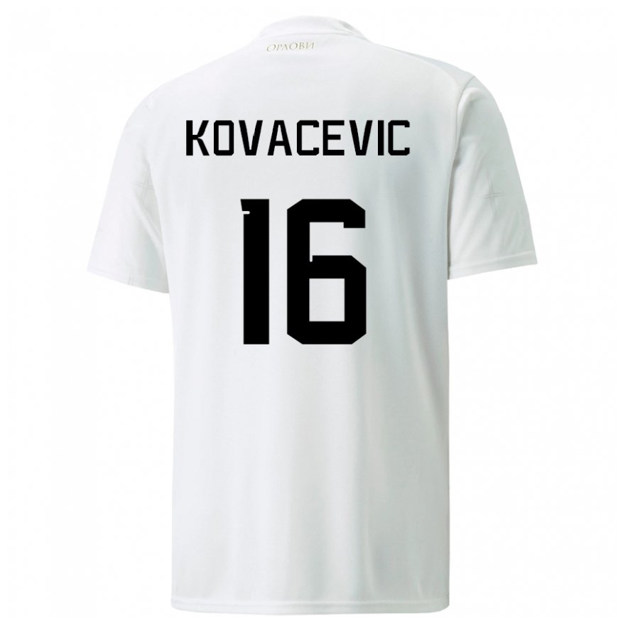 Kandiny Kinder Serbische Bojan Kovacevic #16 Weiß Auswärtstrikot Trikot 22-24 T-shirt