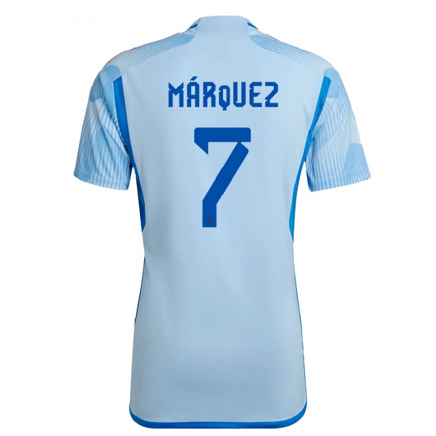 Kandiny Kinder Spanische Rosa Marquez #7 Himmelblau Auswärtstrikot Trikot 22-24 T-shirt