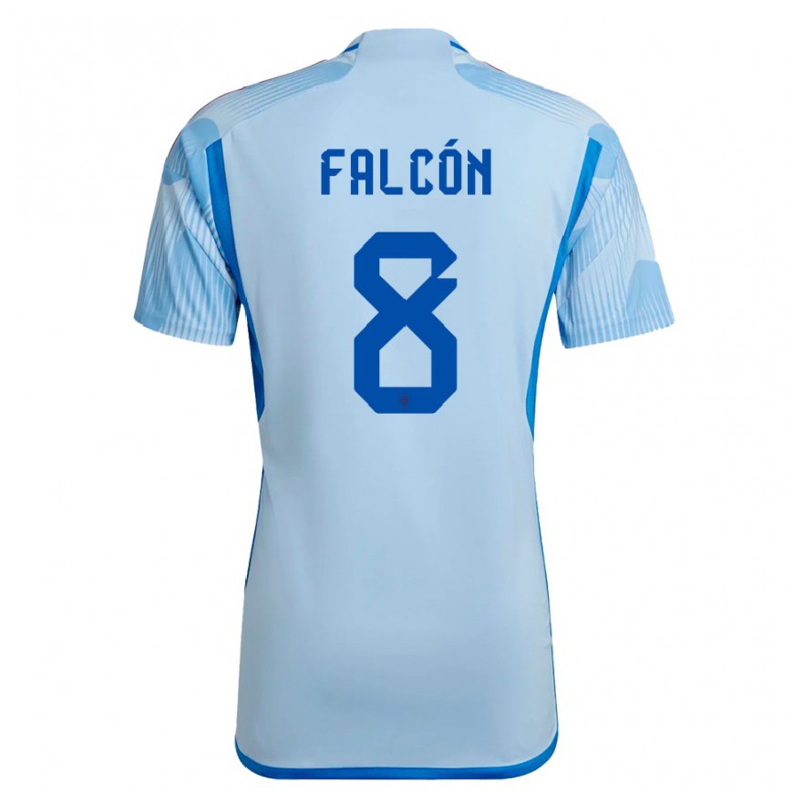 Kandiny Kinder Spanische Andrea Falcon #8 Himmelblau Auswärtstrikot Trikot 22-24 T-shirt