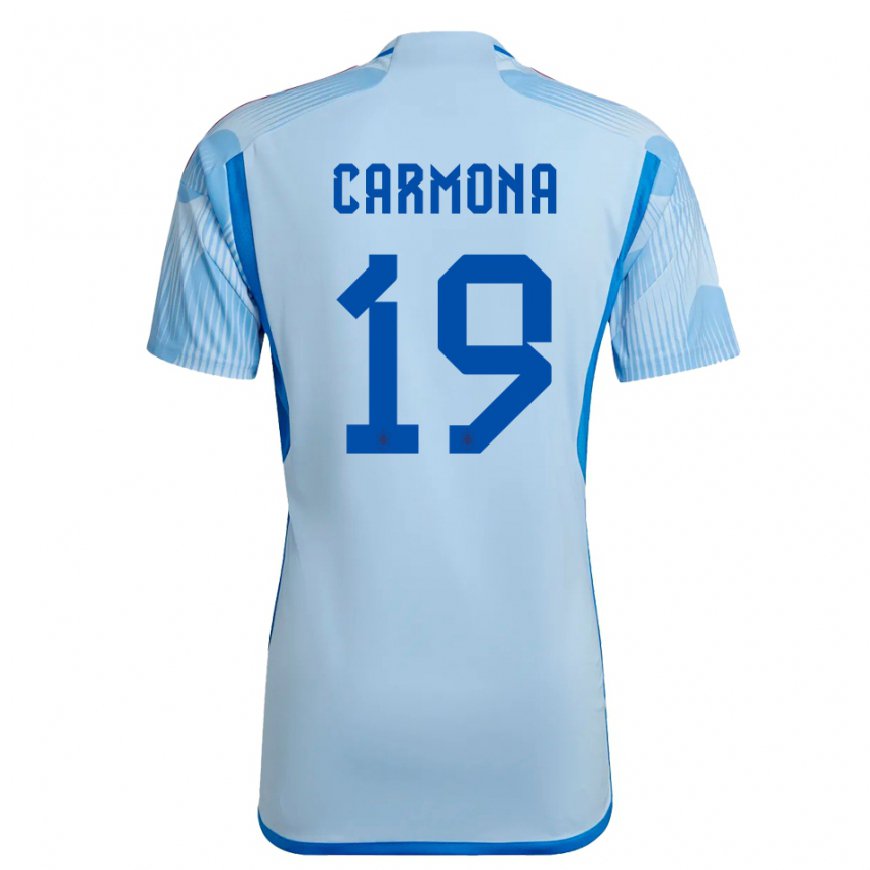 Kandiny Kinder Spanische Olga Carmona #19 Himmelblau Auswärtstrikot Trikot 22-24 T-shirt