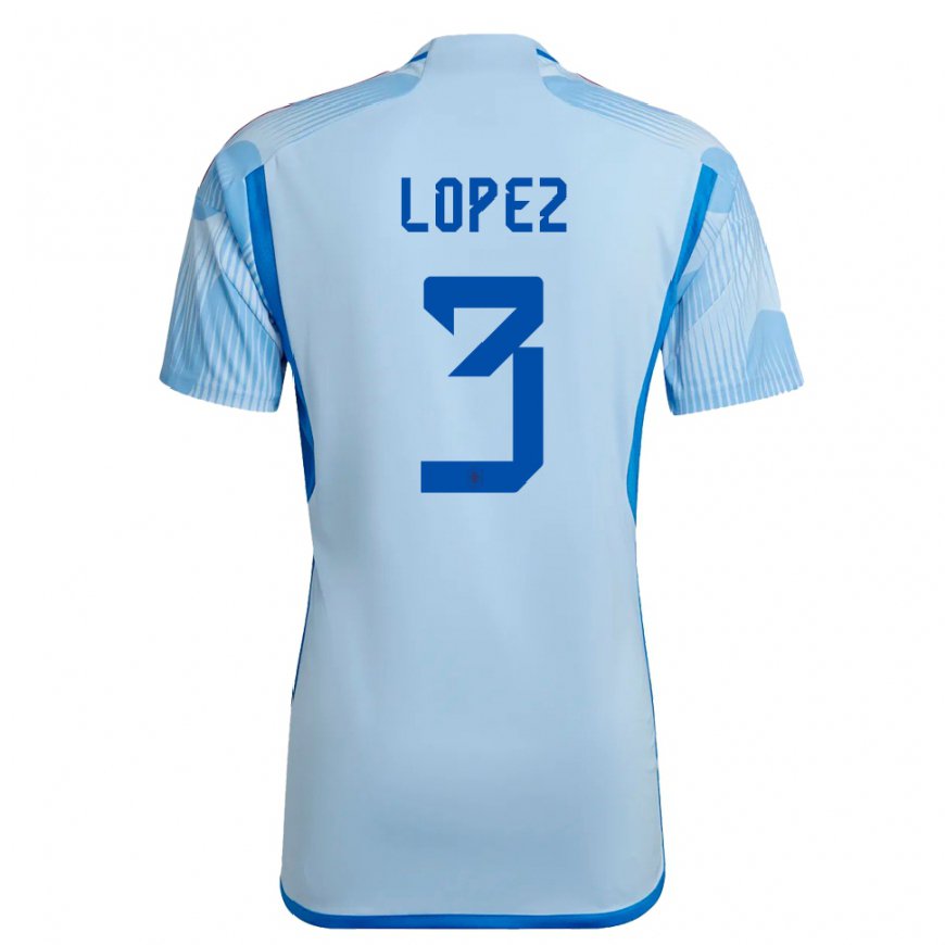 Kandiny Kinder Spanische Juan Lopez #3 Himmelblau Auswärtstrikot Trikot 22-24 T-shirt