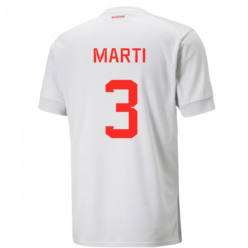 Kandiny Kinder Schweizer Lara Marti #3 Weiß Auswärtstrikot Trikot 22-24 T-shirt