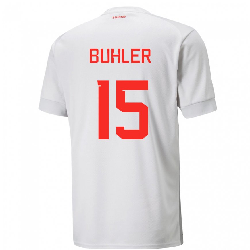Kandiny Kinder Schweizer Luana Buhler #15 Weiß Auswärtstrikot Trikot 22-24 T-shirt