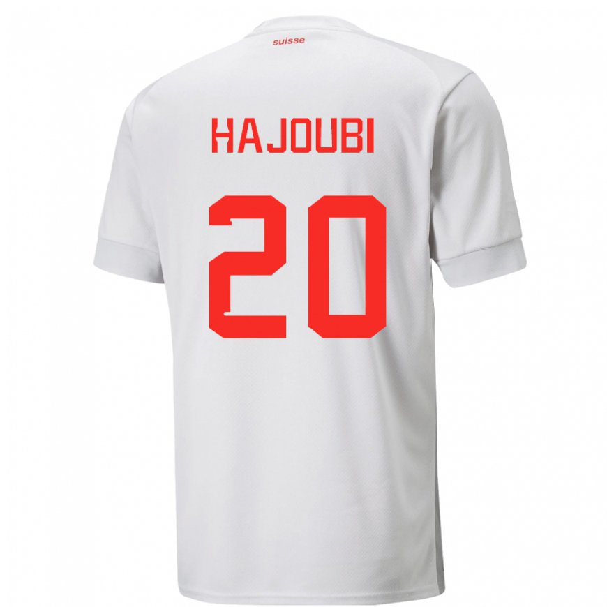 Kandiny Kinder Schweizer Amin Hajoubi #20 Weiß Auswärtstrikot Trikot 22-24 T-shirt