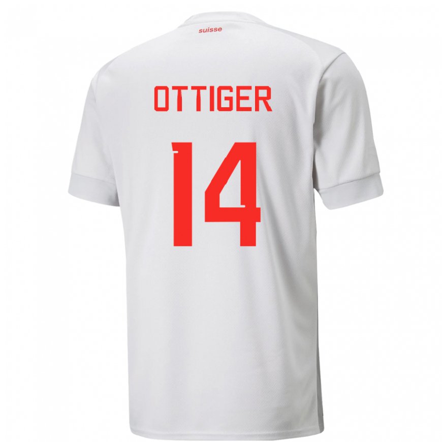 Kandiny Kinder Schweizer Severin Ottiger #14 Weiß Auswärtstrikot Trikot 22-24 T-shirt