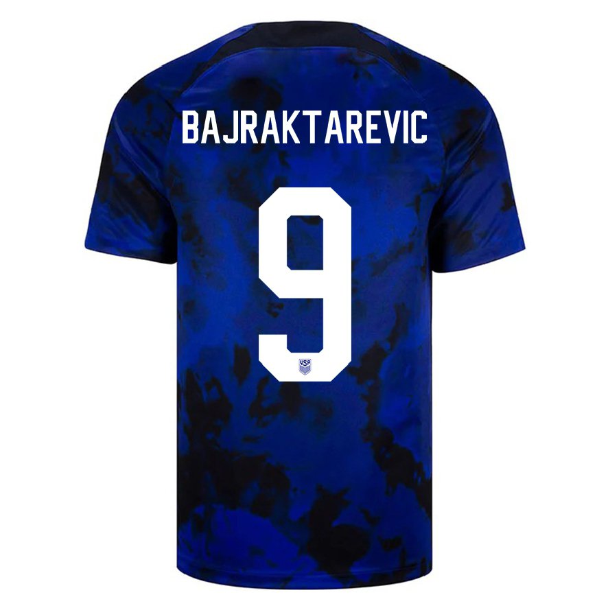 Kandiny Kinder Us-amerikanische Esmir Bajraktarevic #9 Königsblau Auswärtstrikot Trikot 22-24 T-shirt