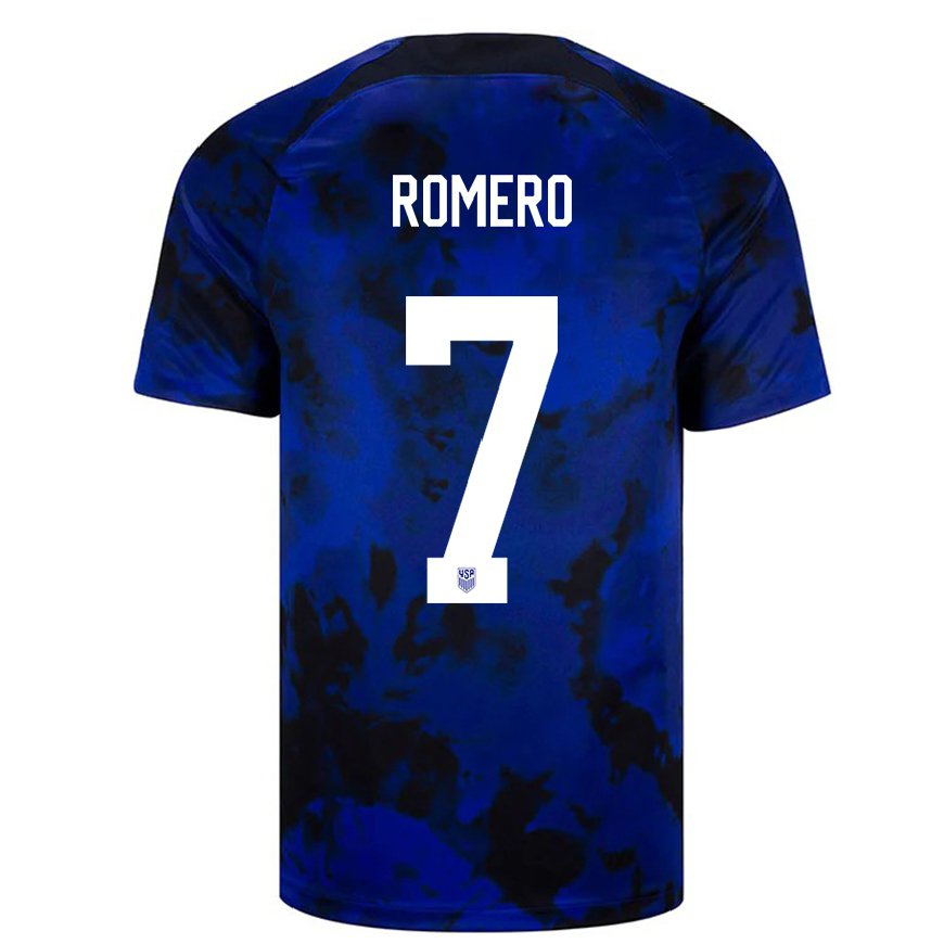 Kandiny Kinder Us-amerikanische Brian Romero #7 Königsblau Auswärtstrikot Trikot 22-24 T-shirt