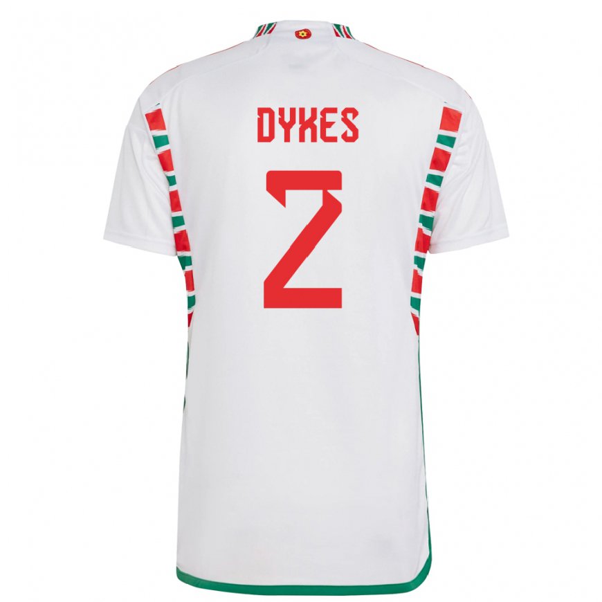 Kandiny Kinder Walisische Loren Dykes #2 Weiß Auswärtstrikot Trikot 22-24 T-shirt