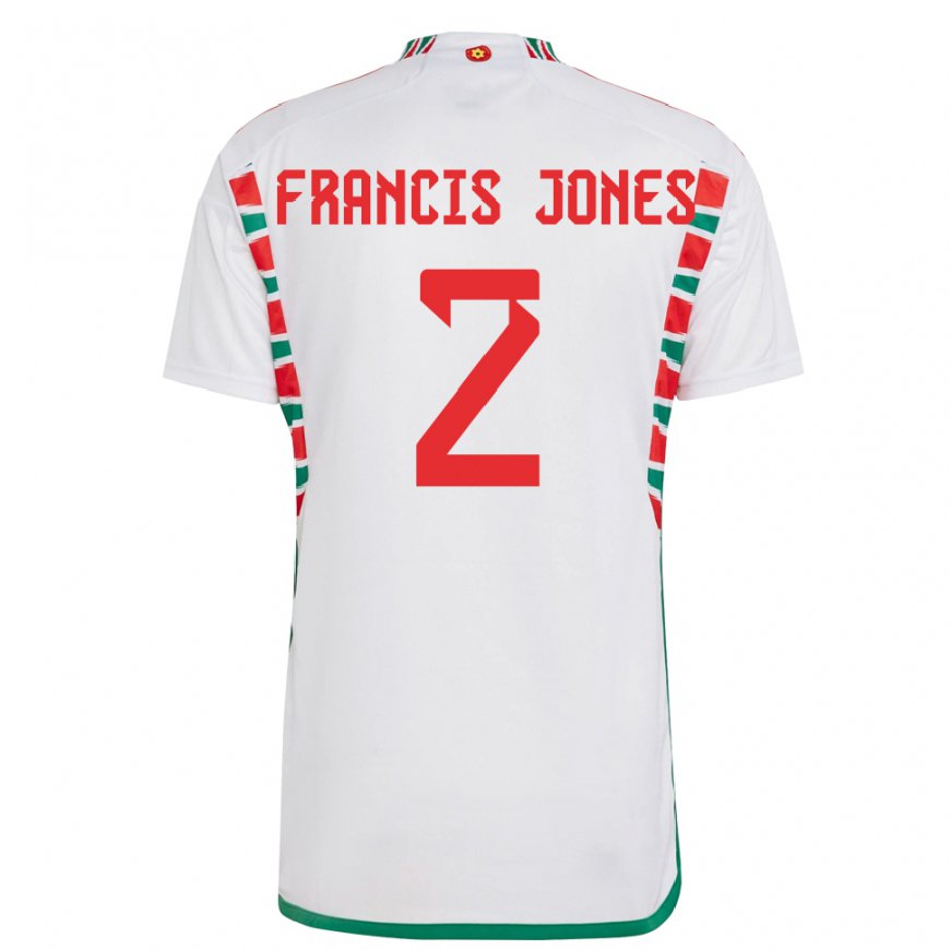 Kandiny Kinder Walisische Maria Francis Jones #2 Weiß Auswärtstrikot Trikot 22-24 T-shirt