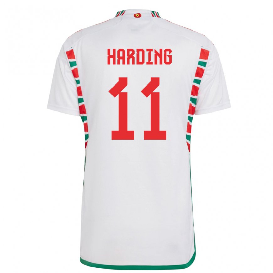Kandiny Kinder Walisische Natasha Harding #11 Weiß Auswärtstrikot Trikot 22-24 T-shirt