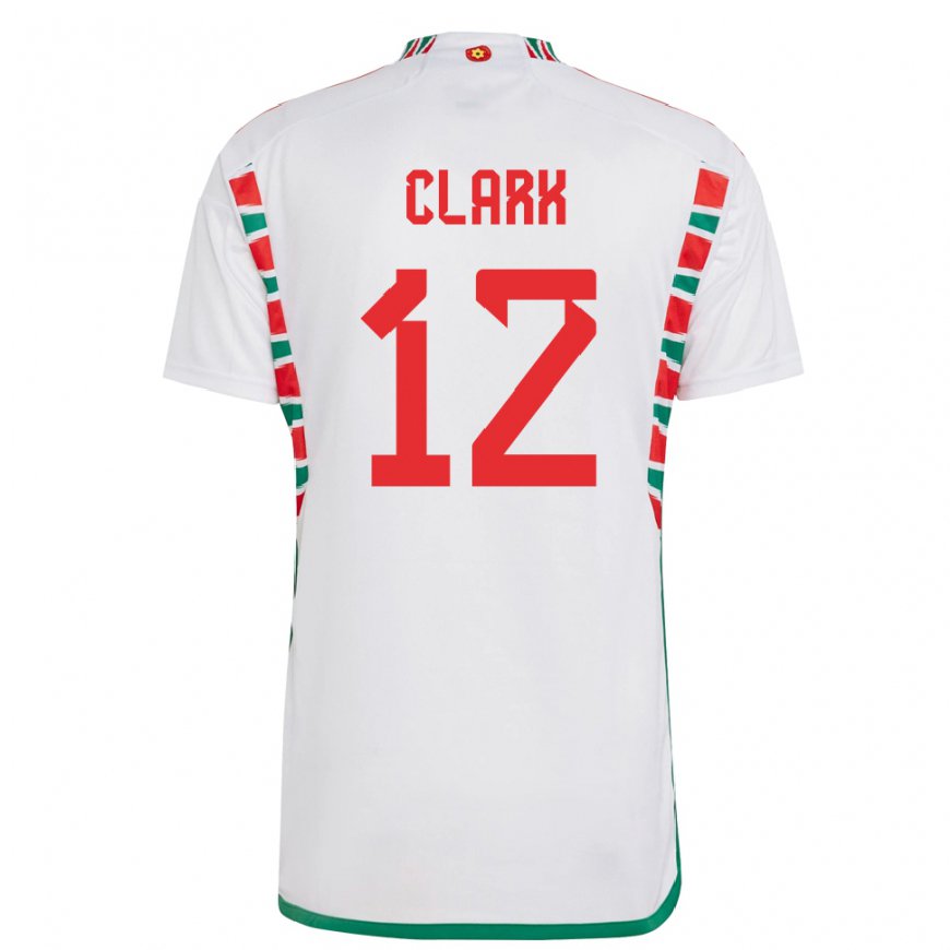 Kandiny Kinder Walisische Olivia Clark #12 Weiß Auswärtstrikot Trikot 22-24 T-shirt