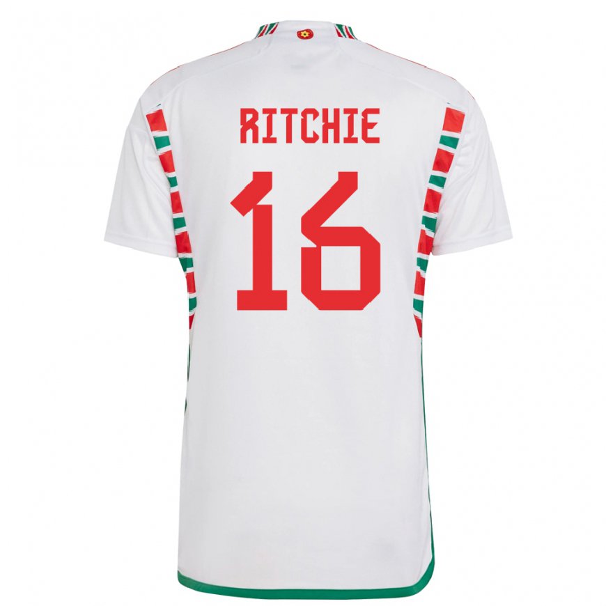 Kandiny Kinder Walisische Amelia Ritchie #16 Weiß Auswärtstrikot Trikot 22-24 T-shirt
