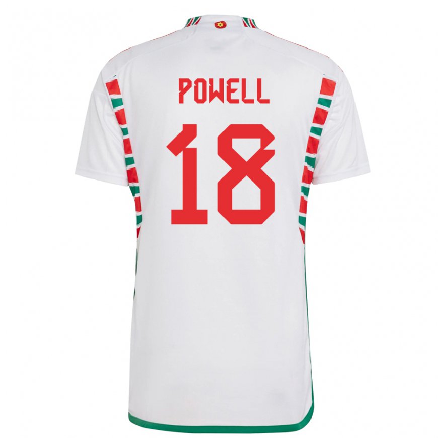 Kandiny Kinder Walisische Ella Powell #18 Weiß Auswärtstrikot Trikot 22-24 T-shirt