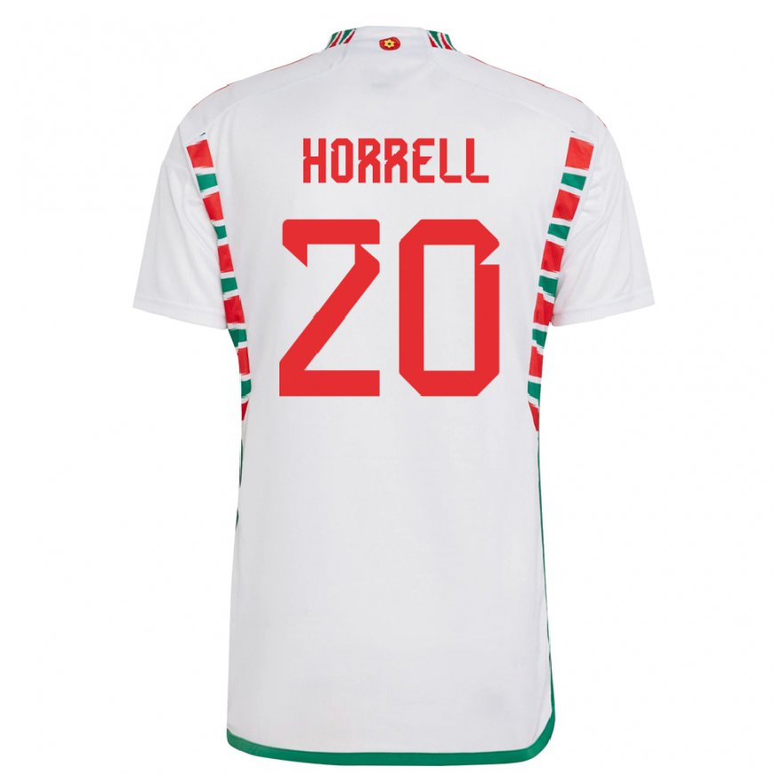 Kandiny Kinder Walisische Grace Horrell #20 Weiß Auswärtstrikot Trikot 22-24 T-shirt