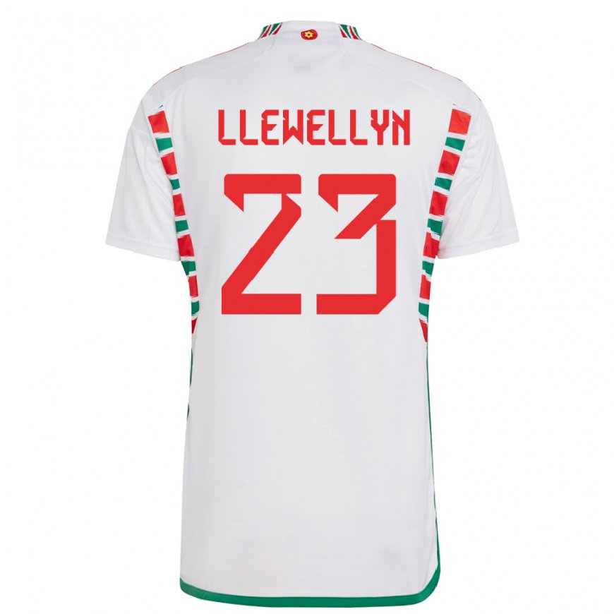 Kandiny Kinder Walisische Ffion Llewellyn #23 Weiß Auswärtstrikot Trikot 22-24 T-shirt