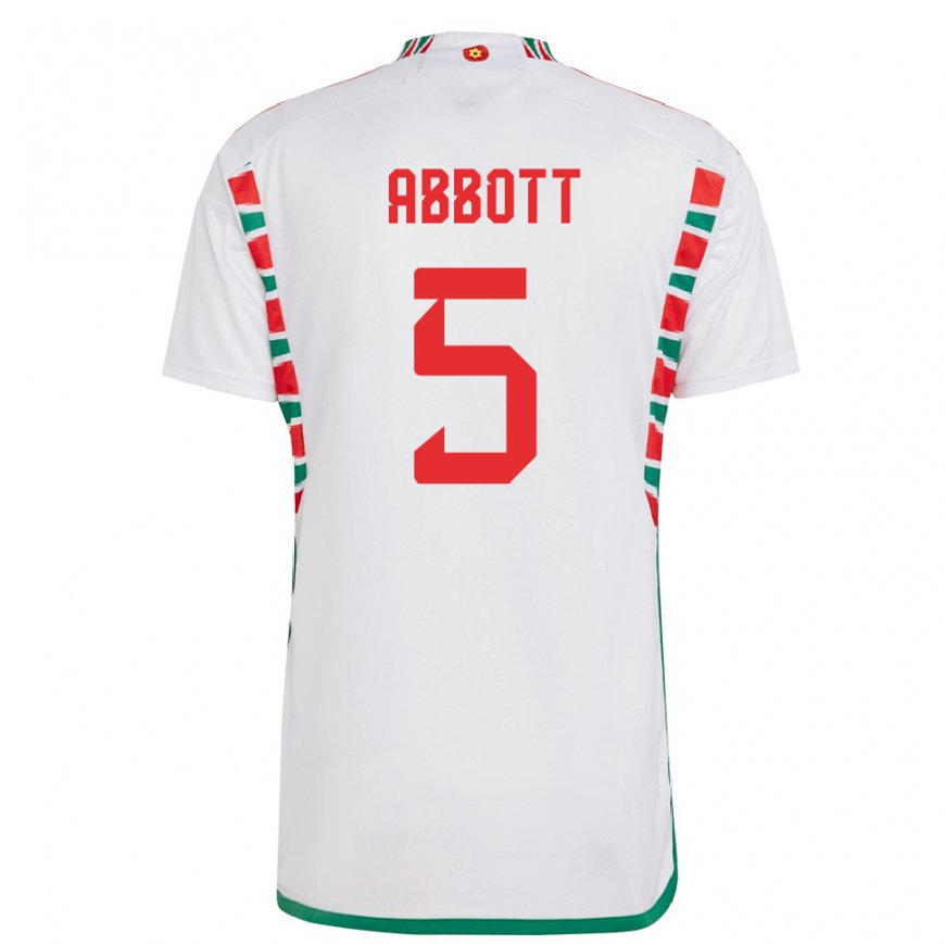 Kandiny Kinder Walisische George Abbott #5 Weiß Auswärtstrikot Trikot 22-24 T-shirt