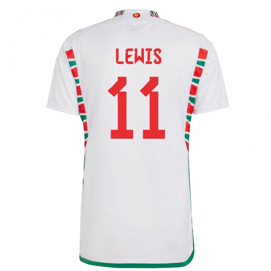 Kandiny Kinder Walisische Sonny Lewis #11 Weiß Auswärtstrikot Trikot 22-24 T-shirt