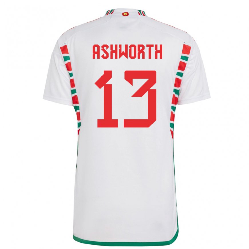 Kandiny Kinder Walisische Fin Ashworth #13 Weiß Auswärtstrikot Trikot 22-24 T-shirt