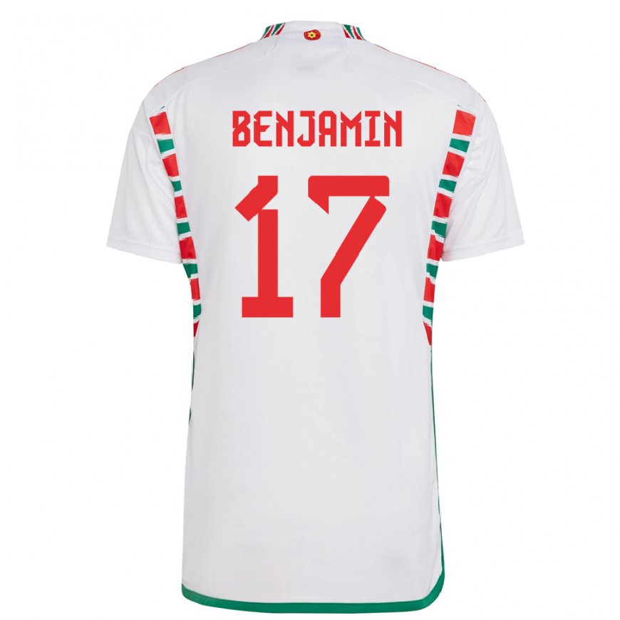 Kandiny Kinder Walisische Omari Benjamin #17 Weiß Auswärtstrikot Trikot 22-24 T-shirt