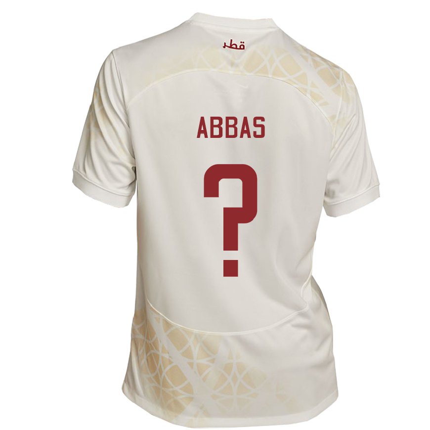 Kandiny Kinder Katarische Nasser Abbas #0 Goldbeige Auswärtstrikot Trikot 22-24 T-shirt