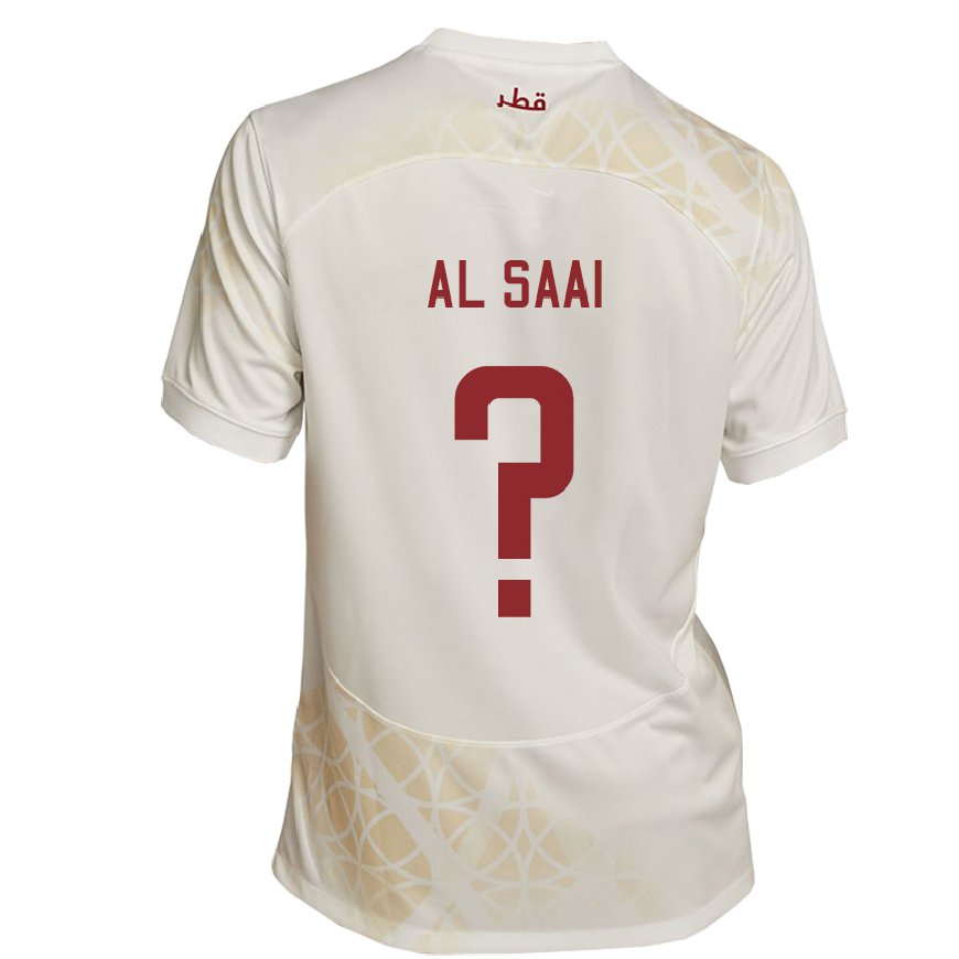 Kandiny Kinder Katarische Abdallah Al Saai #0 Goldbeige Auswärtstrikot Trikot 22-24 T-shirt