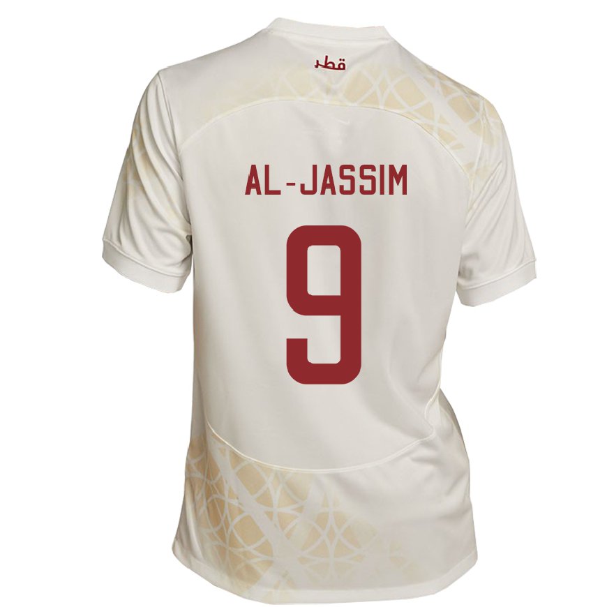 Kandiny Kinder Katarische Kholoud Al Jassim #9 Goldbeige Auswärtstrikot Trikot 22-24 T-shirt