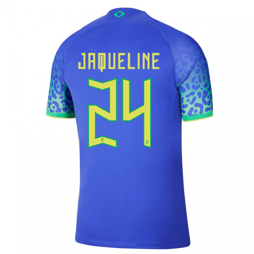 Kandiny Kinder Brasilianische Jaqueline #24 Blau Auswärtstrikot Trikot 22-24 T-shirt