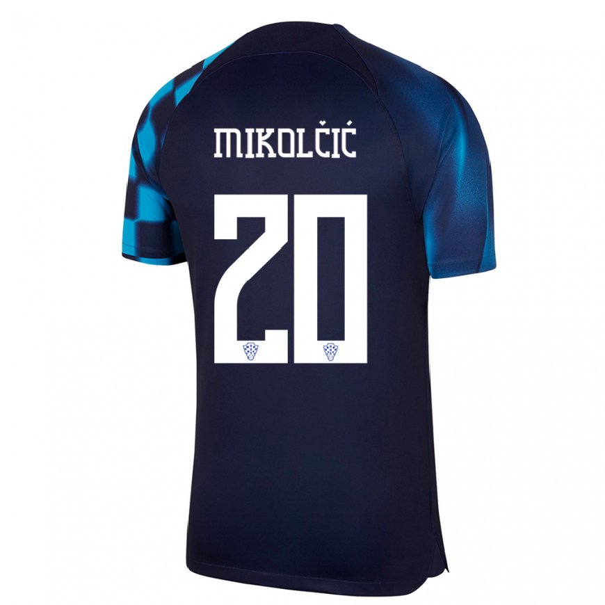 Kandiny Kinder Kroatische Simun Mikolcic #20 Dunkelblau Auswärtstrikot Trikot 22-24 T-shirt
