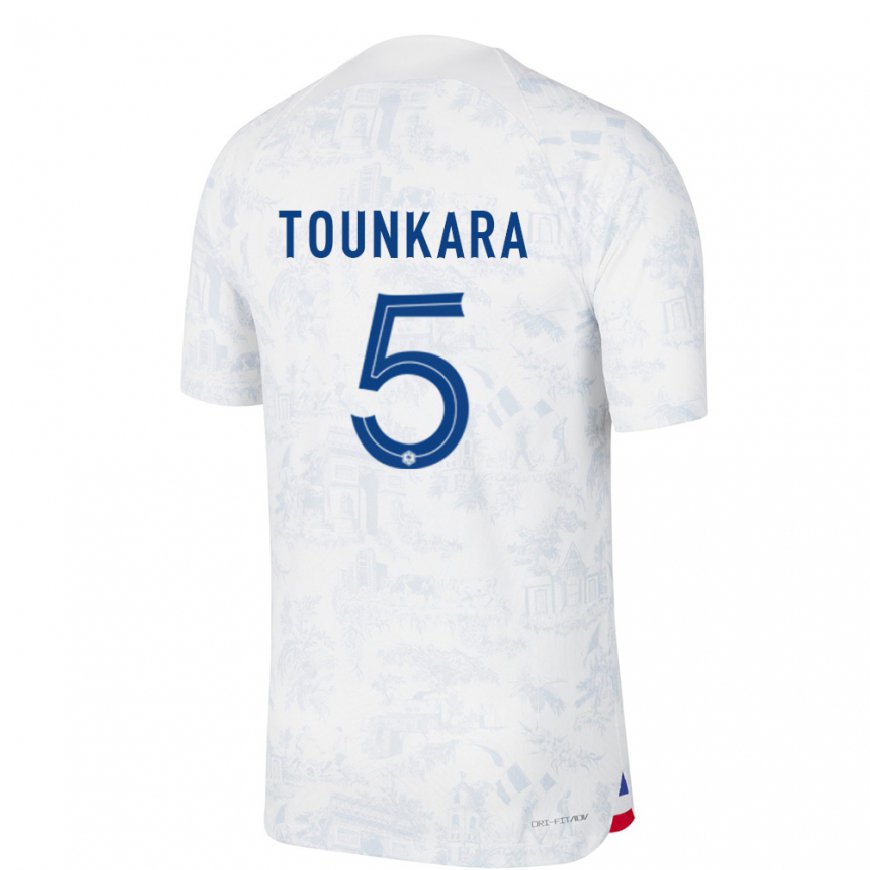 Kandiny Kinder Französische Aissatou Tounkara #5 Weiß Blau Auswärtstrikot Trikot 22-24 T-shirt