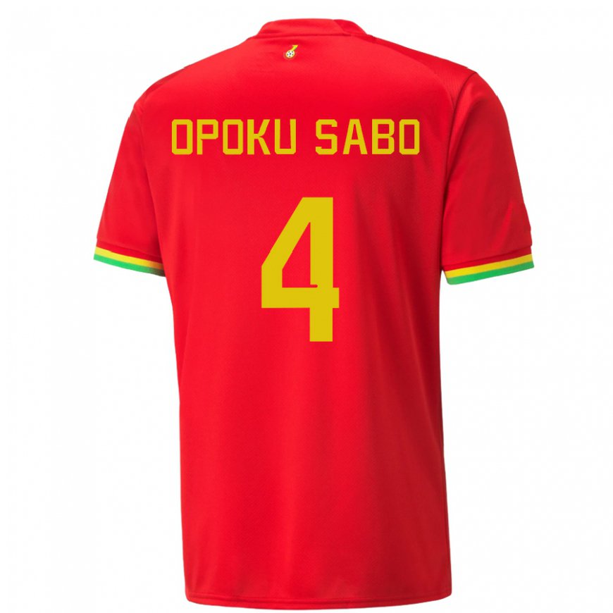 Kandiny Kinder Ghanaische Alex Opoku Sabo #4 Rot Auswärtstrikot Trikot 22-24 T-shirt