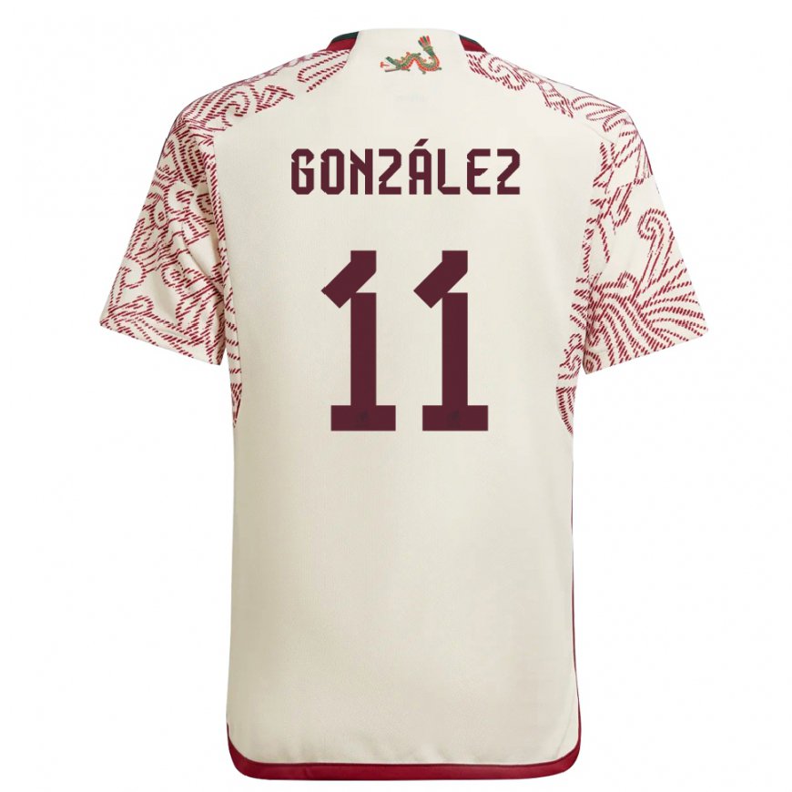 Kandiny Kinder Mexikanische Bryan Gonzalez #11 Wunder Weiß Rot Auswärtstrikot Trikot 22-24 T-shirt