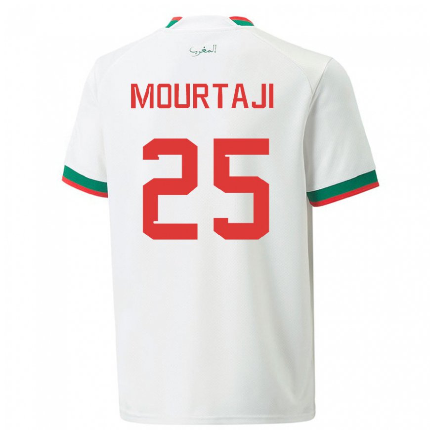 Kandiny Kinder Marokkanische Chaymaa Mourtaji #25 Weiß Auswärtstrikot Trikot 22-24 T-shirt