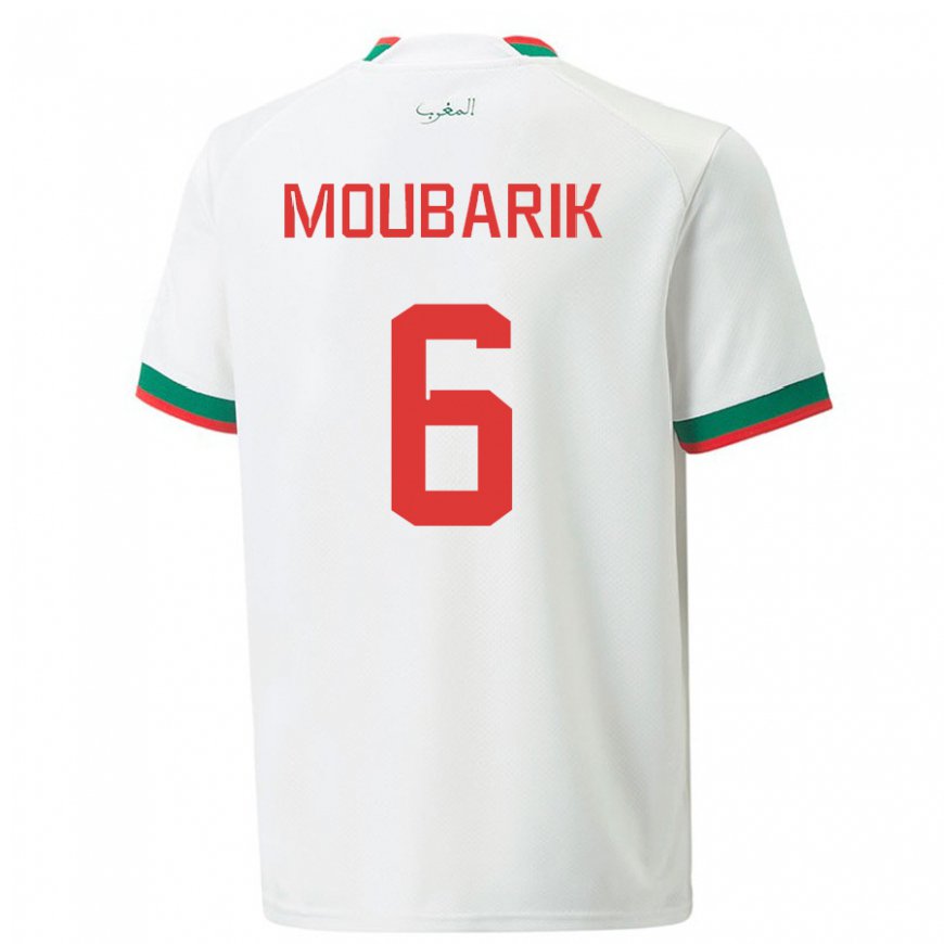 Kandiny Kinder Marokkanische El Mehdi Moubarik #6 Weiß Auswärtstrikot Trikot 22-24 T-shirt