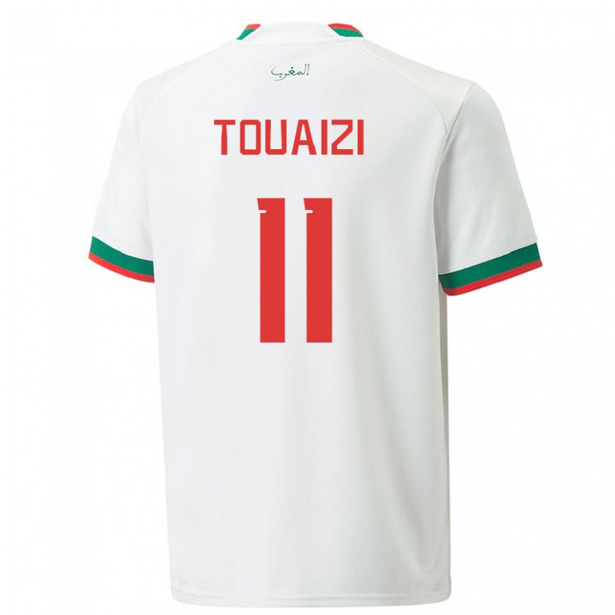 Kandiny Kinder Marokkanische Nabil Touaizi #11 Weiß Auswärtstrikot Trikot 22-24 T-shirt