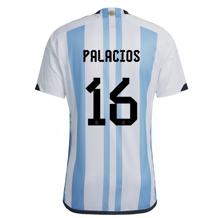 Kandiny Herren Argentinische Tomas Palacios #16 Weiß Himmelblau Heimtrikot Trikot 22-24 T-shirt
